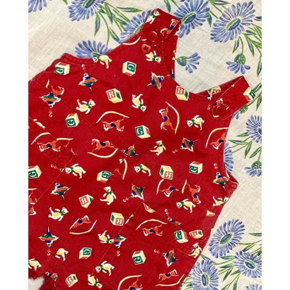 Vintage Gap Romper Overalls 3-5 Month - V Back  Pockets Bubble Jumper Blocks - Picture 7 of 7